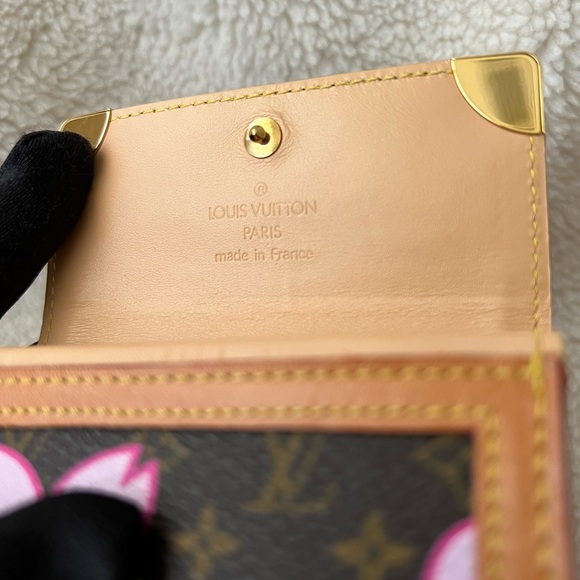 Auth Louis Vuitton Pink Cherry Blossom Classic Monogram Card Holder Wallet - Picture 13 of 14